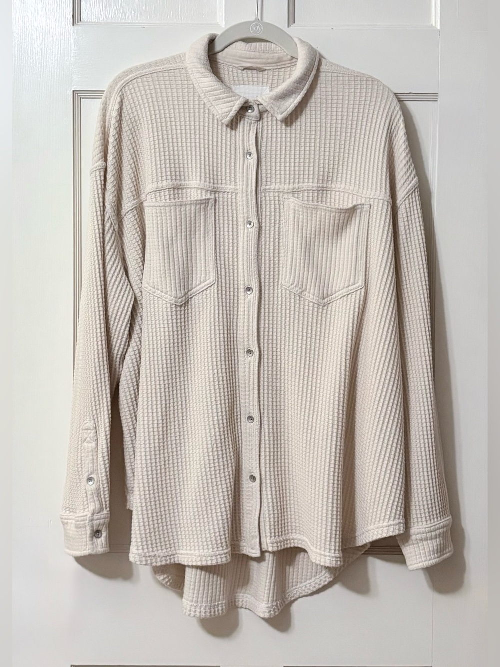 Aerie Anytime Fave Waffle Shirt in Ivory